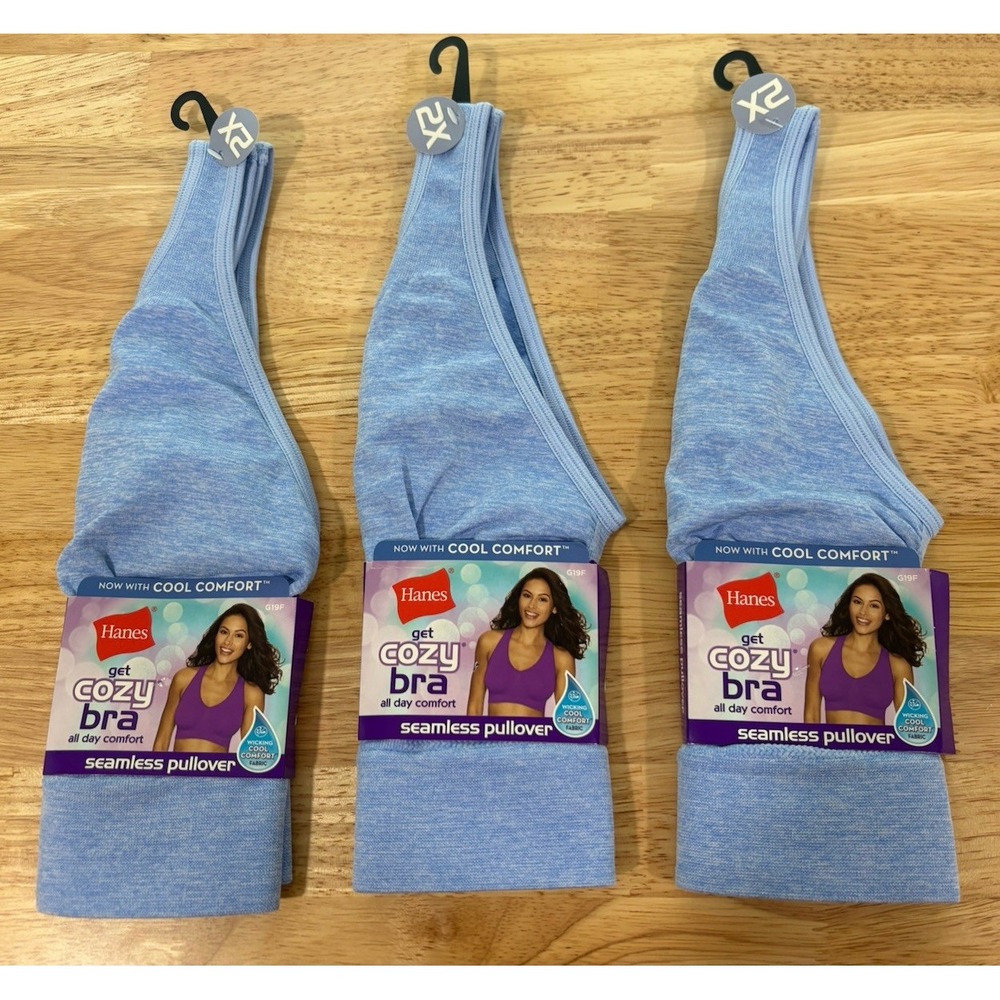 NWT HANES Sz 2X Seamless Pullover Get Cozy Bra With COOL COMFORT Lot Of 3